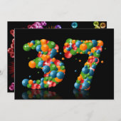 37e verjaardag, met bubbels en ballen kaart (Voorkant / Achterkant)