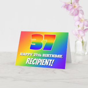 37e verjaardag: Multicolored regenboogpatronen # 3 Kaart