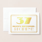 37e verjaardag; Naam + Art Deco geïnspireerde look Folie Kaarten (Voorkant met envelop)
