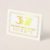 37e verjaardag; Naam + Art Deco geïnspireerde look Folie Kaarten (Voorkant)