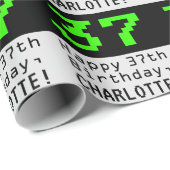 37e verjaardag - Nerdy / Geeky stijl "37" en naam Cadeaupapier (Rol Hoek)