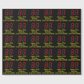 37e verjaardag: Red Digital Clock Style "37" + naa Cadeaupapier (Vlak)