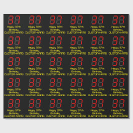 37e verjaardag: Red Digital Clock Style "37" + naa Cadeaupapier