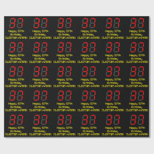 37e verjaardag: Red Digital Clock Style "37" + naa Cadeaupapier