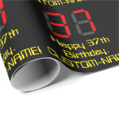 37e verjaardag: Red Digital Clock Style "37" + naa Cadeaupapier (Rol Hoek)