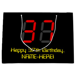 37e verjaardag: Red Digital Clock Style "37" + naa Groot Cadeauzakje