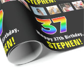 37e Verjaardag: Regenboog "37"; Aangepaste Foto's  Cadeaupapier (Rol Hoek)