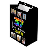 37e verjaardag: Regenboog "37", aangepaste foto's Medium Cadeauzakje (Voorkant Gekanteld)
