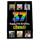 37e verjaardag: Regenboog "37", aangepaste foto's Medium Cadeauzakje (Achterkant)