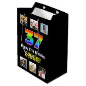 37e verjaardag: Regenboog "37", aangepaste foto's Medium Cadeauzakje (Achterkant Gekanteld)