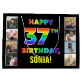 37e Verjaardag: Regenboogtekst, Aangepaste foto's  Groot Cadeauzakje (Achterkant)