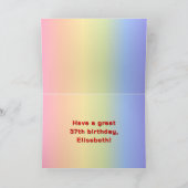 37e Verjaardag: Regenboogtekst, Aangepaste foto's  Kaart (Binnen)