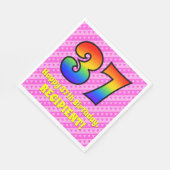 37e verjaardag: roze strips & harten, regenboognr. servet (Hoek)