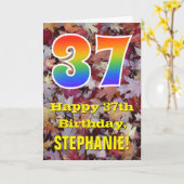 37e verjaardag; rustieke herfstbladeren; regenboog kaart (Gele Bloem)