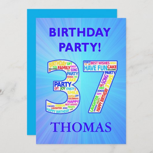 37e verjaardag Uitnodiging van de Partij van de Ge (Voorkant / Achterkant)