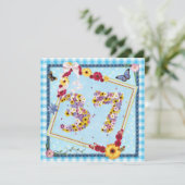 37e verjaardag Uitnodigingsbloemen, vlinders Kaart (Staand voorkant)