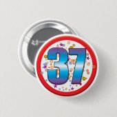 37e verjaardag v2 ronde button 5,7 cm (Voorkant /achterkant)