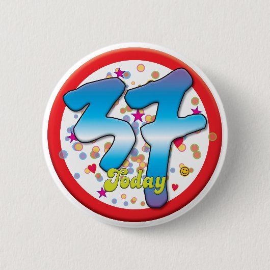 37e verjaardag vandaag ronde button 5,7 cm (Voorkant)