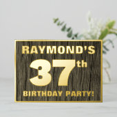 37e verjaardag: Vet, Faux-waterkorenpatroon Folie Uitnodiging (Staand Voorkant)