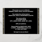 37e verjaardag: Vet, Faux-waterkorenpatroon Folie Uitnodiging (Achterkant)