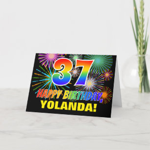 37e verjaardag: Vet, Plezier, Vuurwerk, Regenboog  Kaart