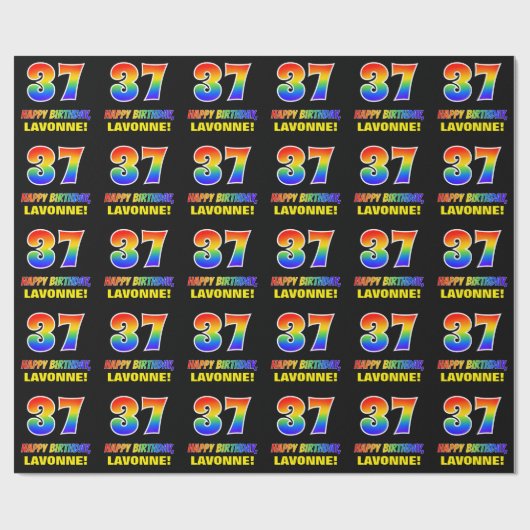 37e verjaardag: Vet, Vun, eenvoudig, regenboog 37 Cadeaupapier (Vlak)