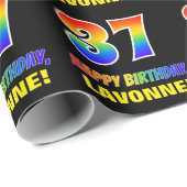 37e verjaardag: Vet, Vun, eenvoudig, regenboog 37 Cadeaupapier (Rol Hoek)