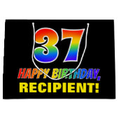 37e verjaardag: Vet, Vun, eenvoudig, regenboog 37 Groot Cadeauzakje (Voorkant)