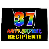 37e verjaardag: Vet, Vun, eenvoudig, regenboog 37 Groot Cadeauzakje (Achterkant)