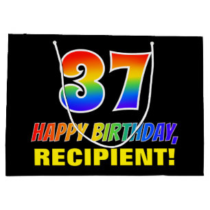 37e verjaardag: Vet, Vun, eenvoudig, regenboog 37 Groot Cadeauzakje