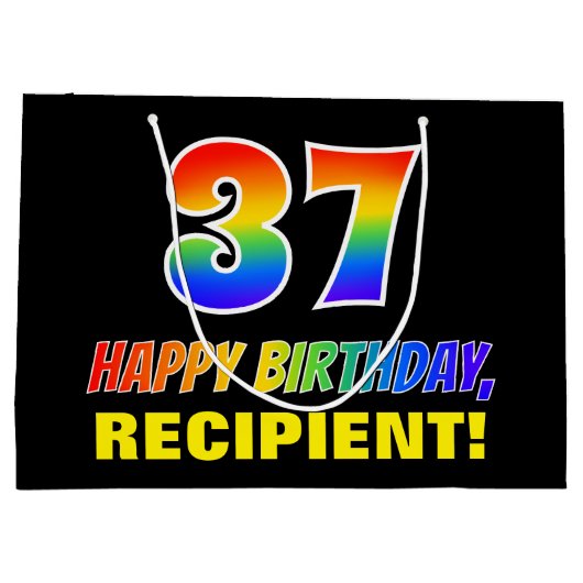 37e verjaardag: Vet, Vun, eenvoudig, regenboog 37 Groot Cadeauzakje (Achterkant)