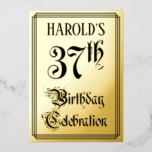 37e verjaardagsfeest — Elegant script + aangepaste Folie Uitnodiging (Voorkant)