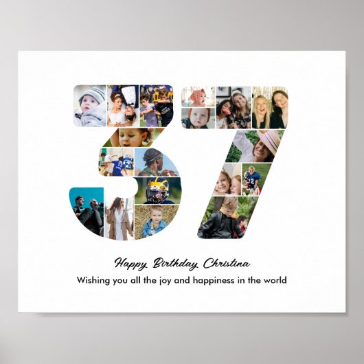37e Verjaardagsfeest Nummer 37 Fotocollage Poster (Voorkant)