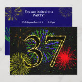 37e verjaardagsfeest uitnodigen kaart (Voorkant / Achterkant)
