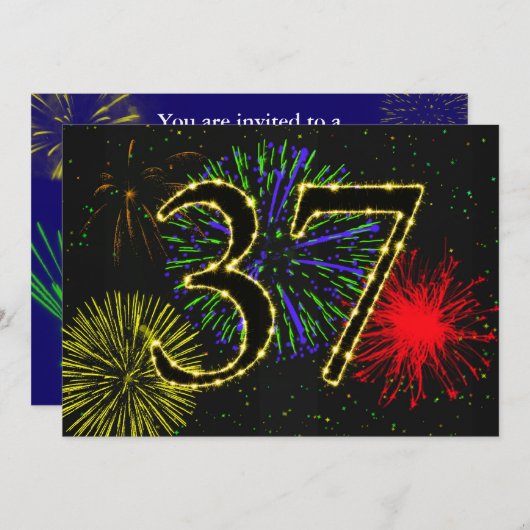 37e verjaardagsfeest uitnodigen kaart (Voorkant / Achterkant)