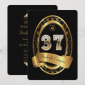 37e, verjaardagsfeest vrouw man, elegante kleur kaart (Voorkant / Achterkant)