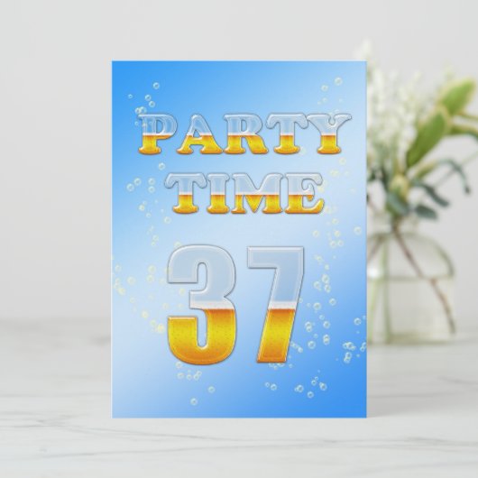 37e verjaardagsfeestdag met bier kaart (Staand voorkant)
