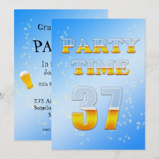 37e verjaardagsfeestdag met bier kaart (Voorkant / Achterkant)