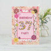 37e verjaardagsfeestje met bloemenfeest lijst kaart (Staand voorkant)