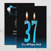 37e verjaardagsfeestje uitnodigen kaart (Voorkant / Achterkant)