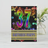 37e verjaardagsfeestje Uitnodiging met bubbels (Staand voorkant)