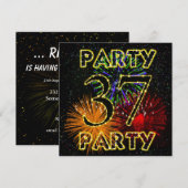 37e verjaardagsfeestuitnodiging met vuurwerk kaart (Voorkant / Achterkant)