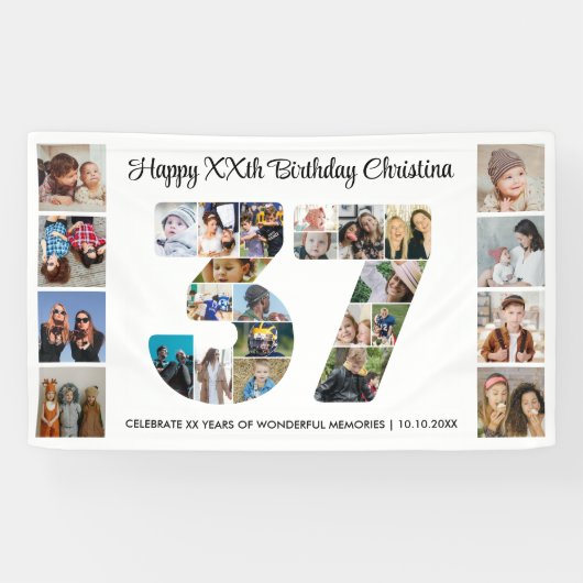 37e verpartij Foto Collage nummer 37 Spandoek (Horizontaal)