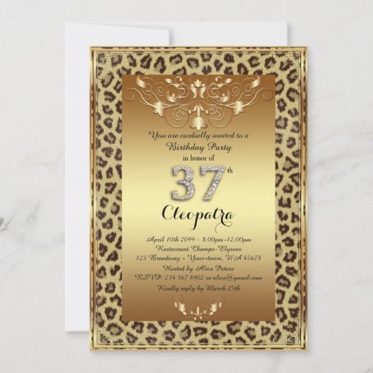 37ste, Verjaardagsfeestje 37ste, Royal Cheetah gou Kaart (Voorkant)
