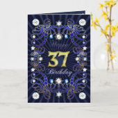 37ste verjaardagskaart met massa's van juwelen kaart (Gele Bloem)