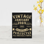 37th Birthday For Men January 1989 37 Year Old Bda Kaart (Gele Bloem)