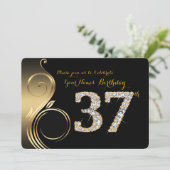 37th, Birthday Invitation, Number Diamond,Foto Kaart (Staand voorkant)