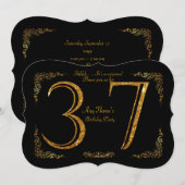 37th, Birthday party 37th, geweldige Gatsby, zwart Kaart (Voorkant / Achterkant)