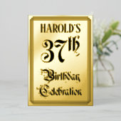 37th Birthday Party — Elegant Script + aangepaste Folie Uitnodiging (Staand Voorkant)