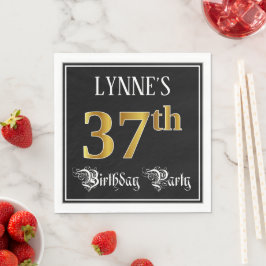 37th Birthday Party — Fancy script, Faux Gold look Servet